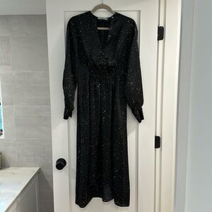 Vince black printed dot dress